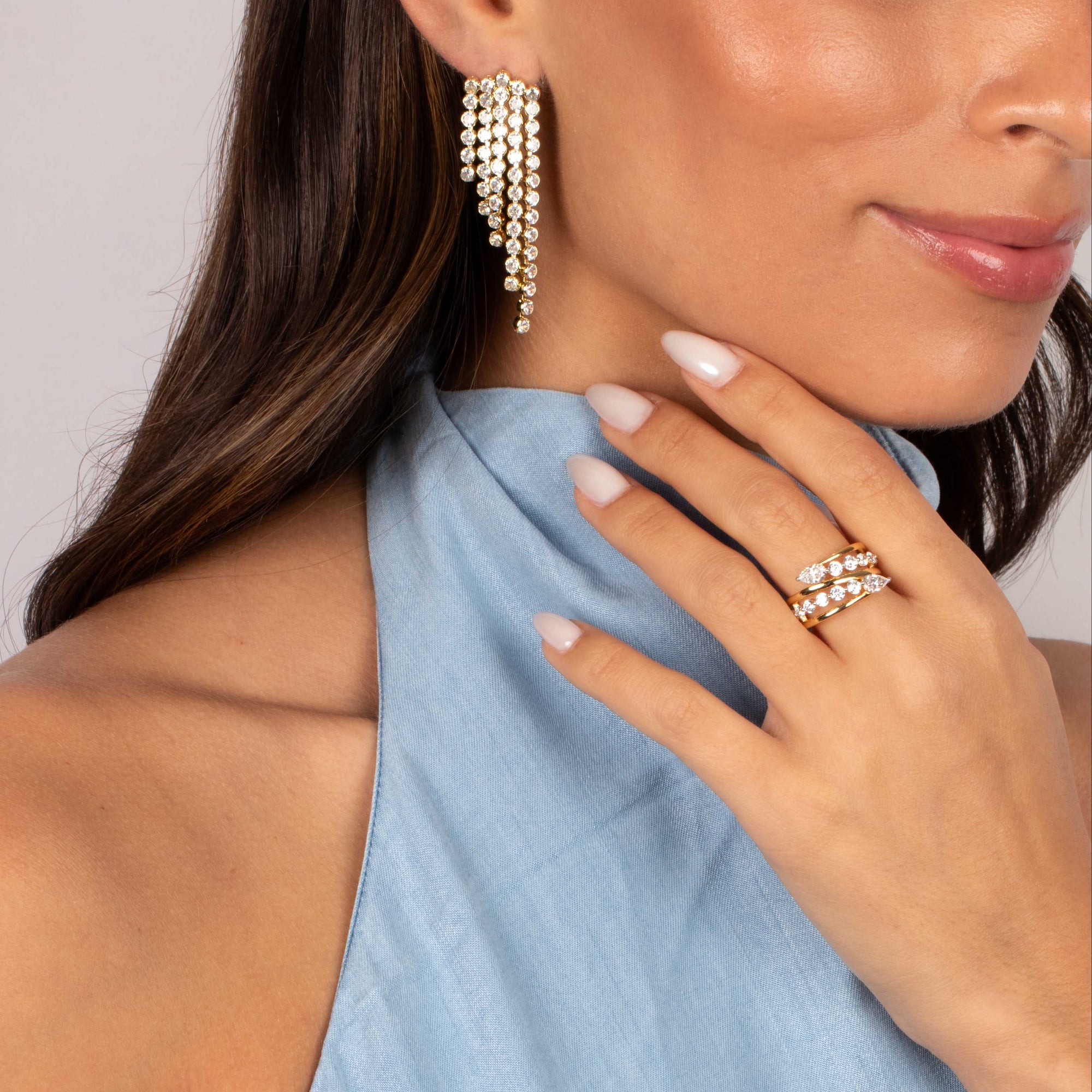 Multi CZ Double Row Wrap Ring - Adina's Jewels