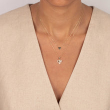 Diamond Solid/Pave Cutout Heart Pendant Necklace 14K - Adina's Jewels