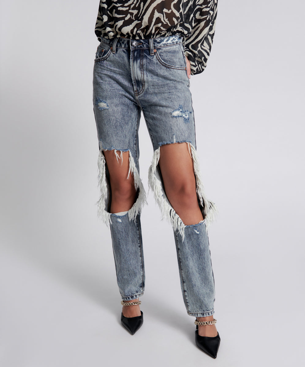 Awesome Baggies High Waist Straight Leg Denim Jeans | Blue Blossom