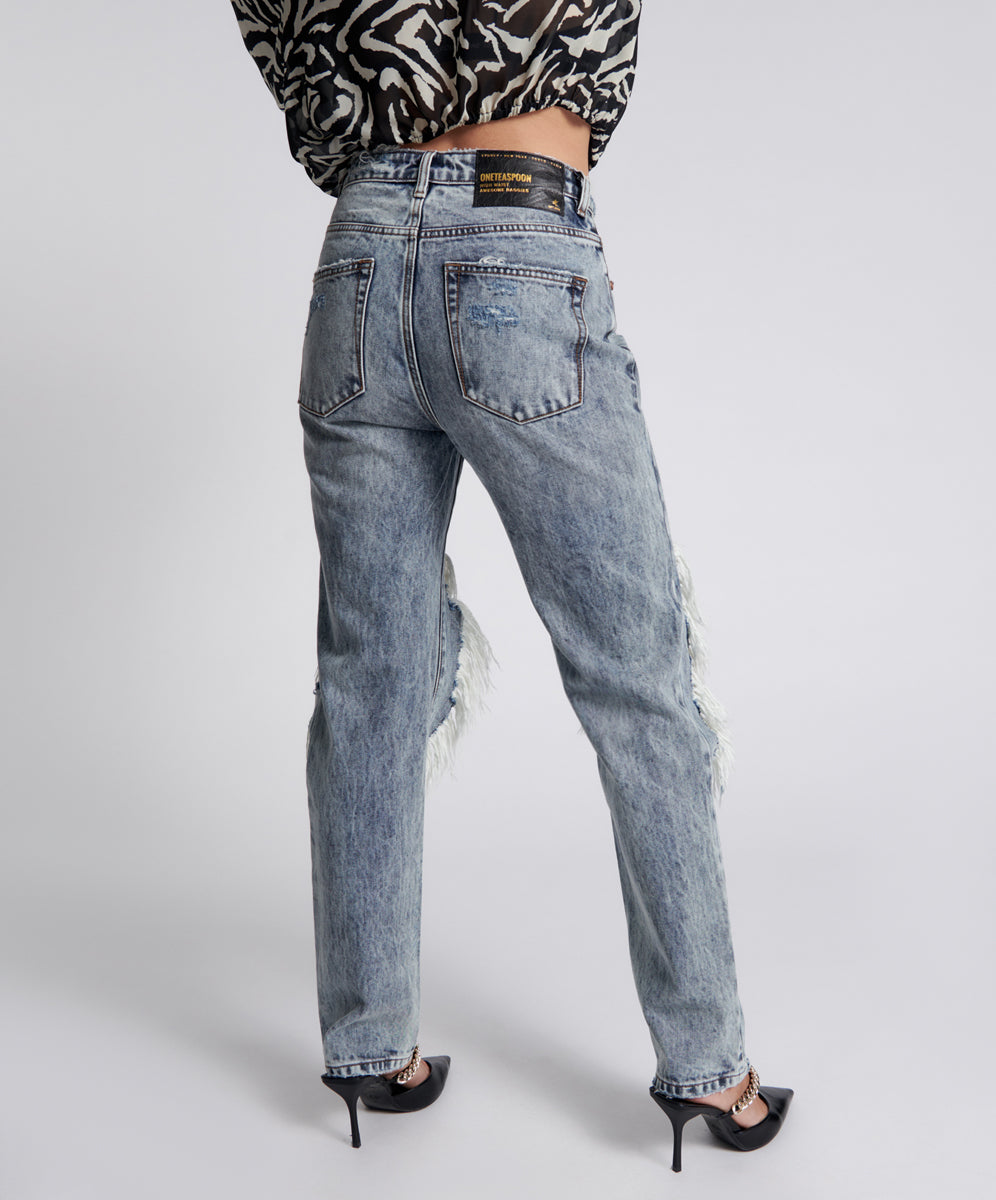 Awesome Baggies High Waist Straight Leg Denim Jeans | Blue Blossom