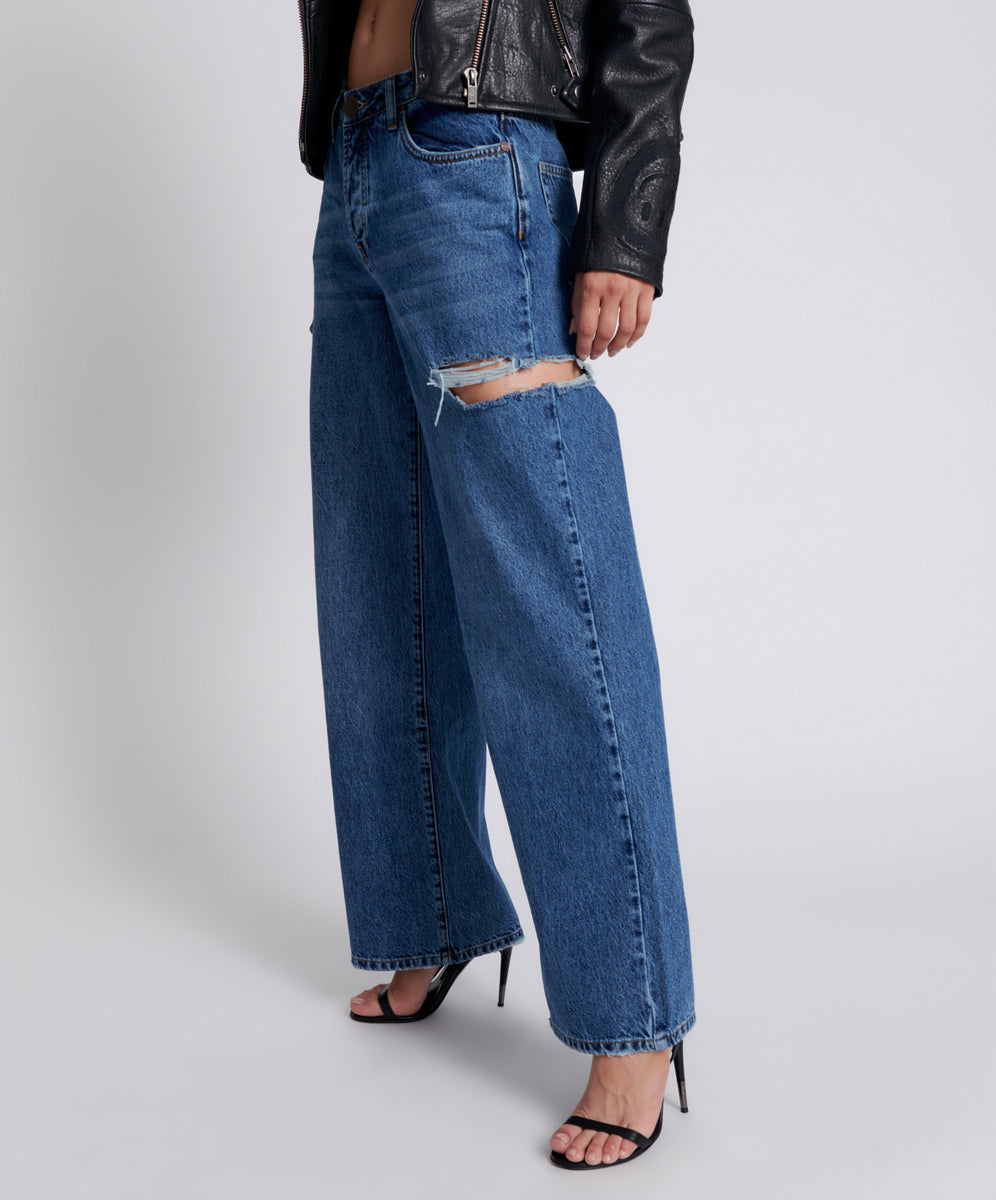 Jackson Mid Waist Wide Leg Denim Jeans | Rosewood