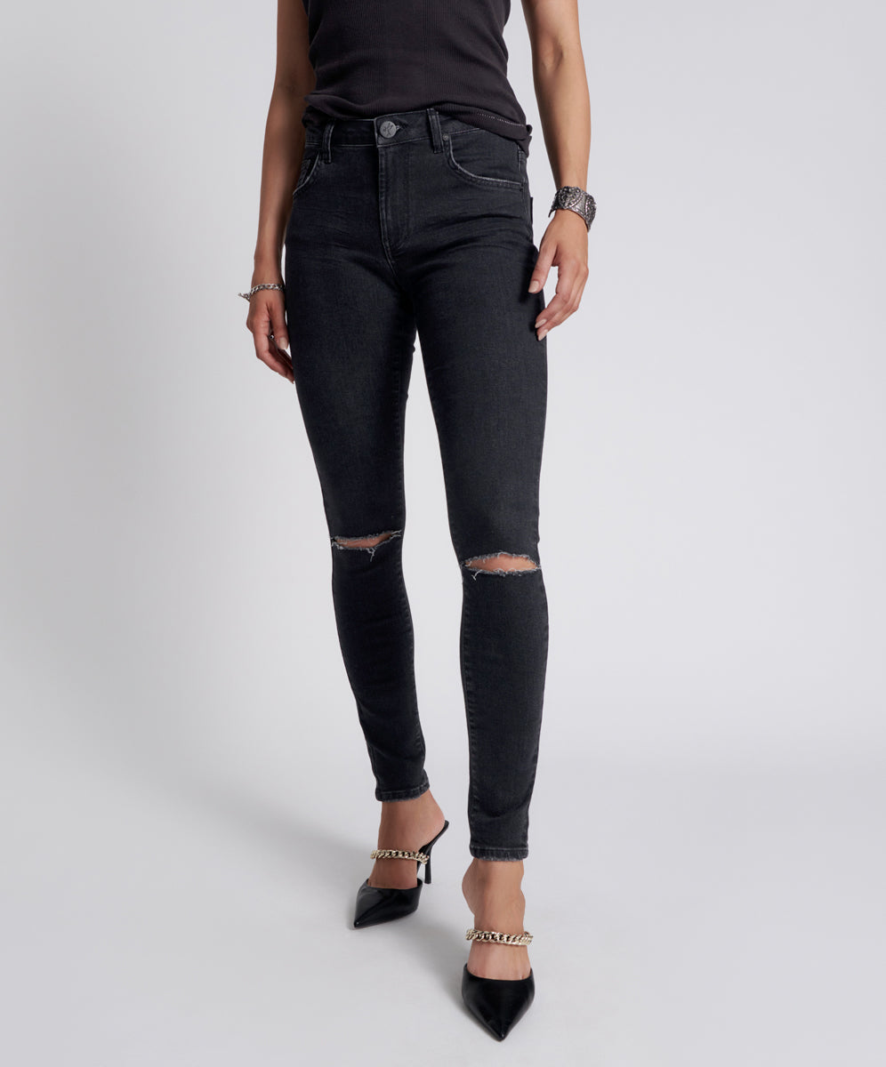 Freebirds Ii High Waist Stretch Skinny Denim Jeans | Black