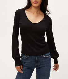 Olivia Balloon Sleeve Top | Black