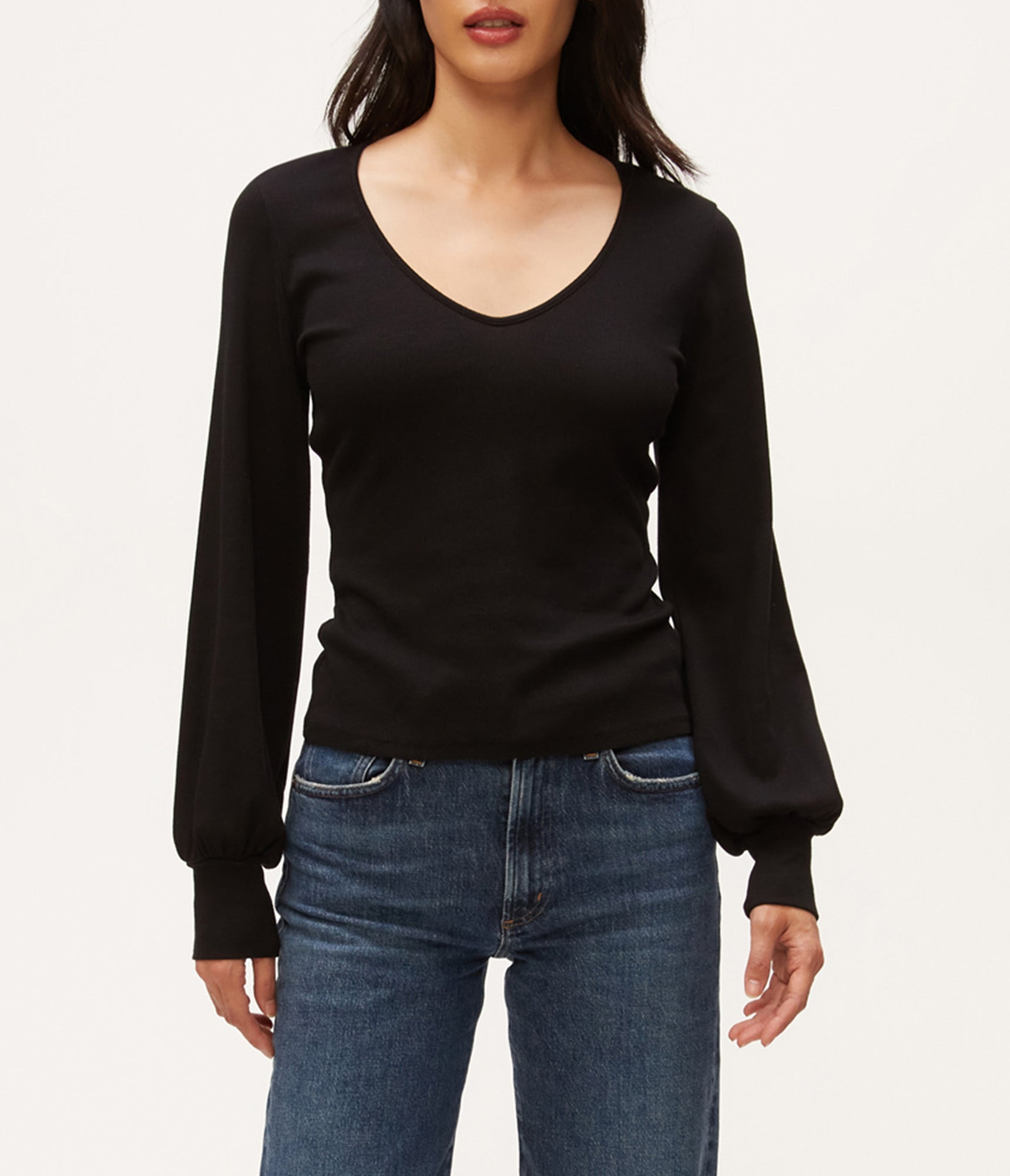 Olivia Balloon Sleeve Top | Black