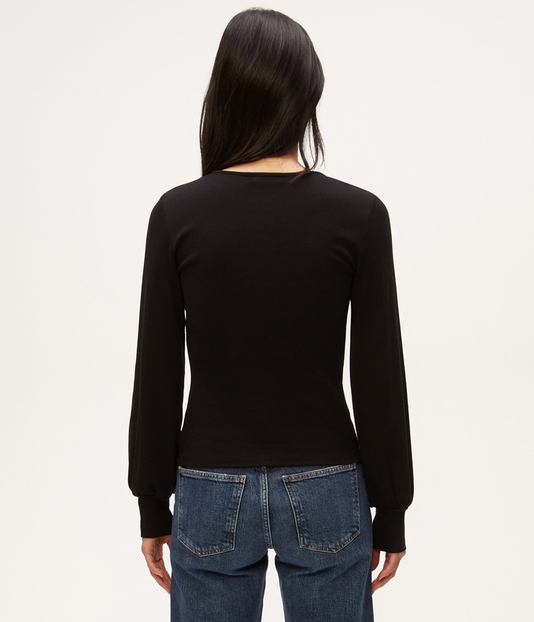Olivia Balloon Sleeve Top | Black