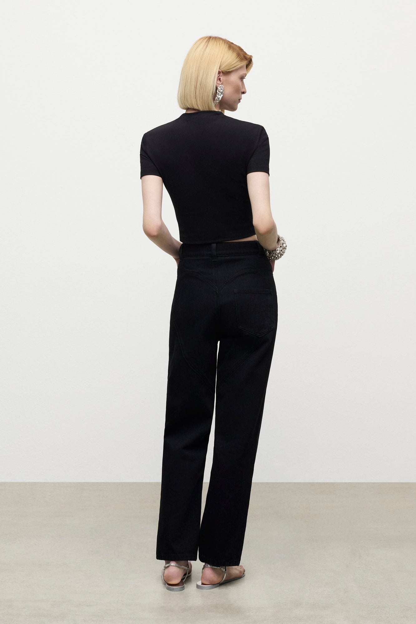 Crystal Flower Jean | Black