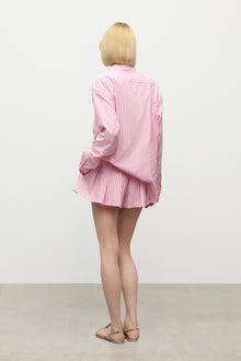 Crystal Grommet Poplin Pleated Short | White/Pink