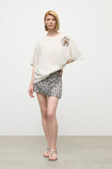 Crystal Cluster Flower T-Shirt | White