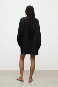 Allover Crystal Embellished Bow Long Sleeve Polo | Washed Black