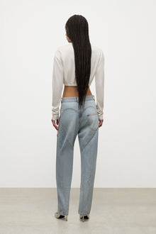 Crystal Cluster Long Sleeve Cropped T-Shirt | White