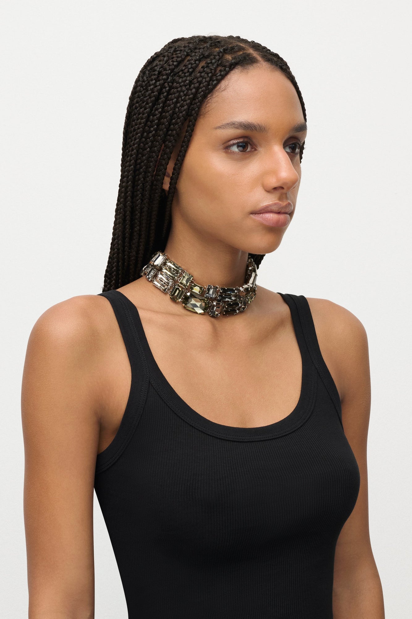 Ombre Crystal Cluster Choker Necklace | Ombre Grey