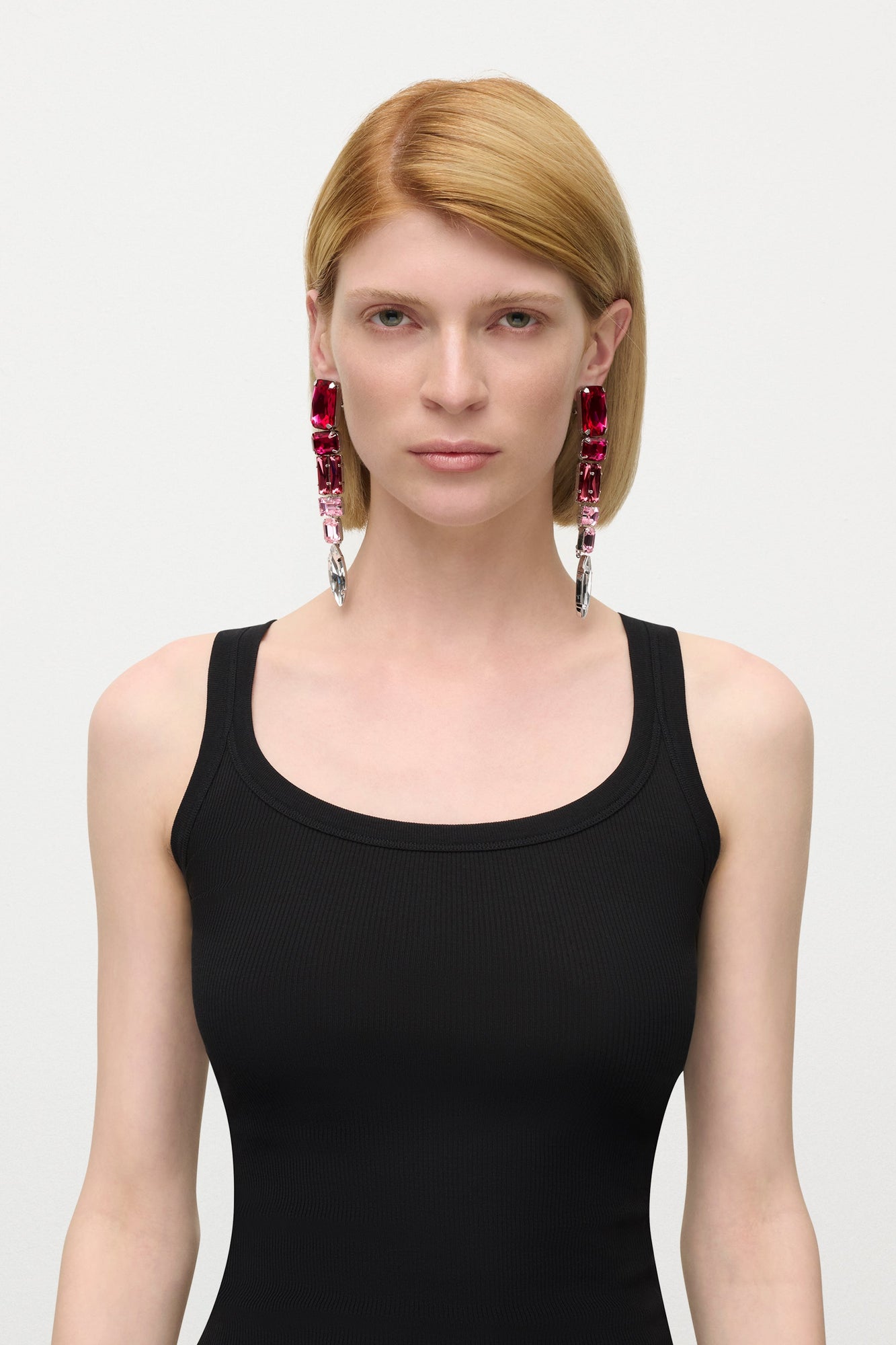 Ombre Crystal Drop Earrings | Ombre Pink