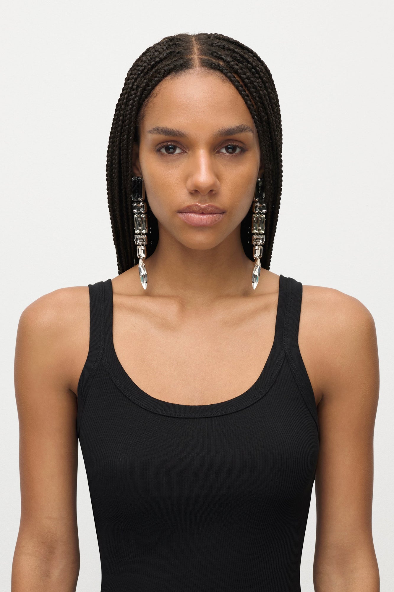 Ombre Grey Crystal Glass | Drop Earrings | Silver