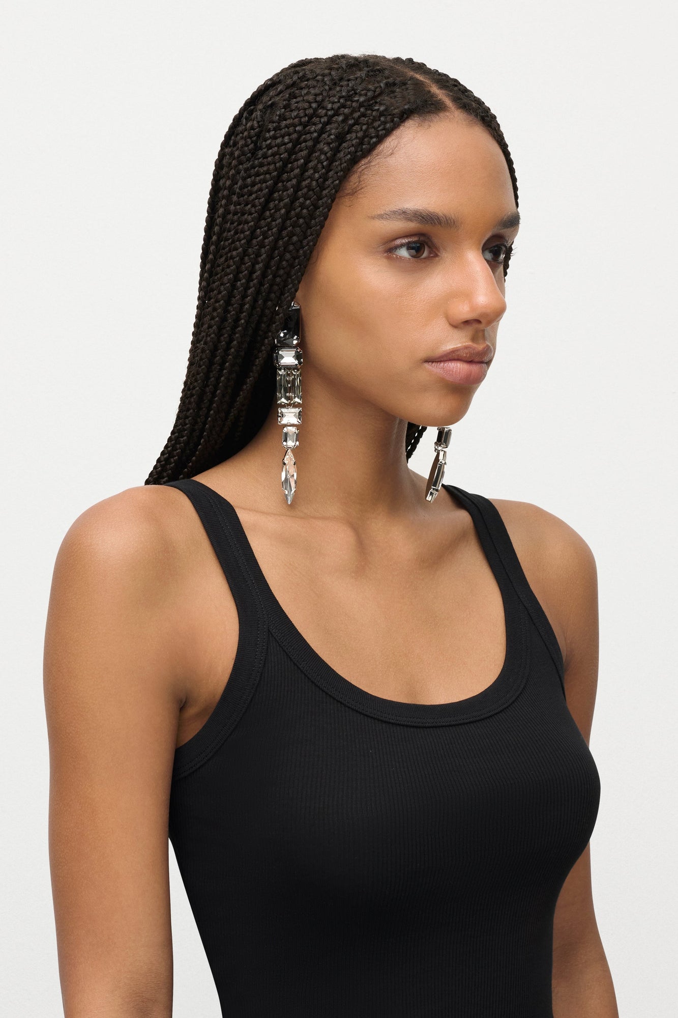 Ombre Grey Crystal Glass | Drop Earrings | Silver