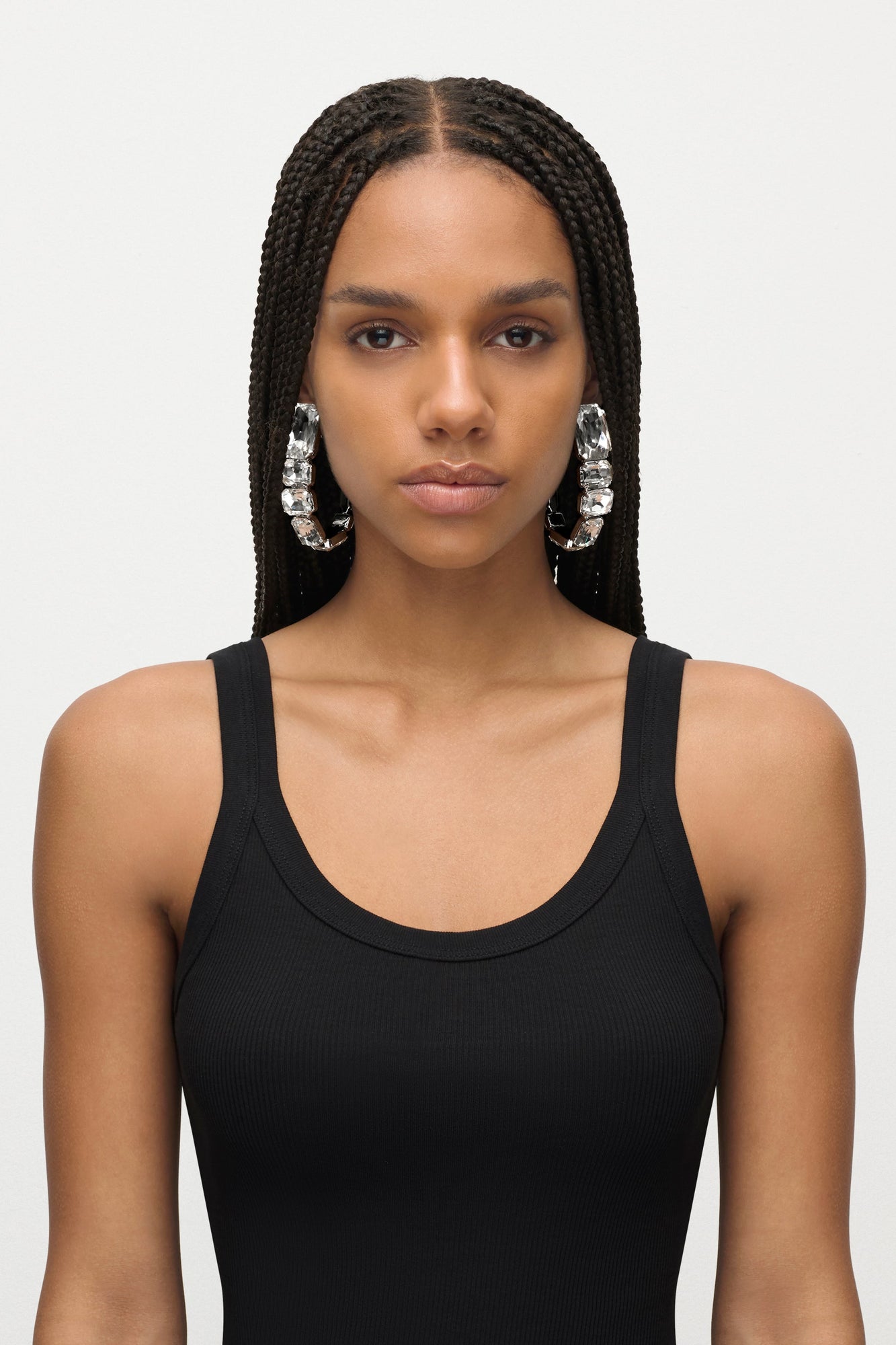 Clear Crystal Glass | Wrap Earrings | Silver