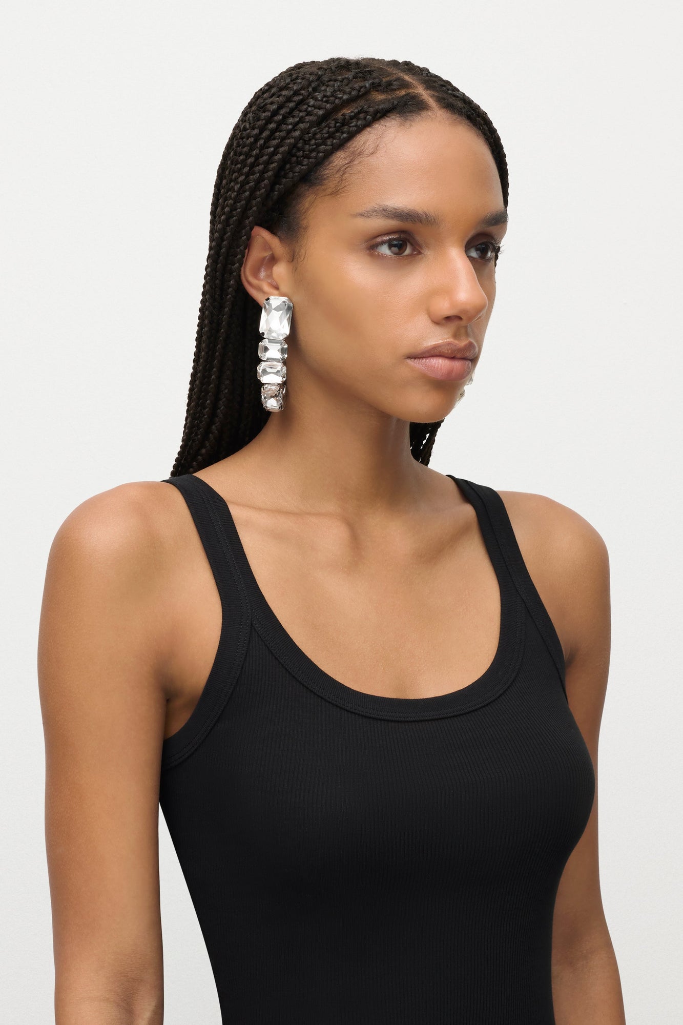 Clear Crystal Glass | Wrap Earrings | Silver