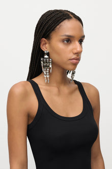 Ombre Grey Crystal Glass | Chandelier Earrings | Silver