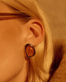 The Amber Honey Resin Studs | Amber Resin | Silver