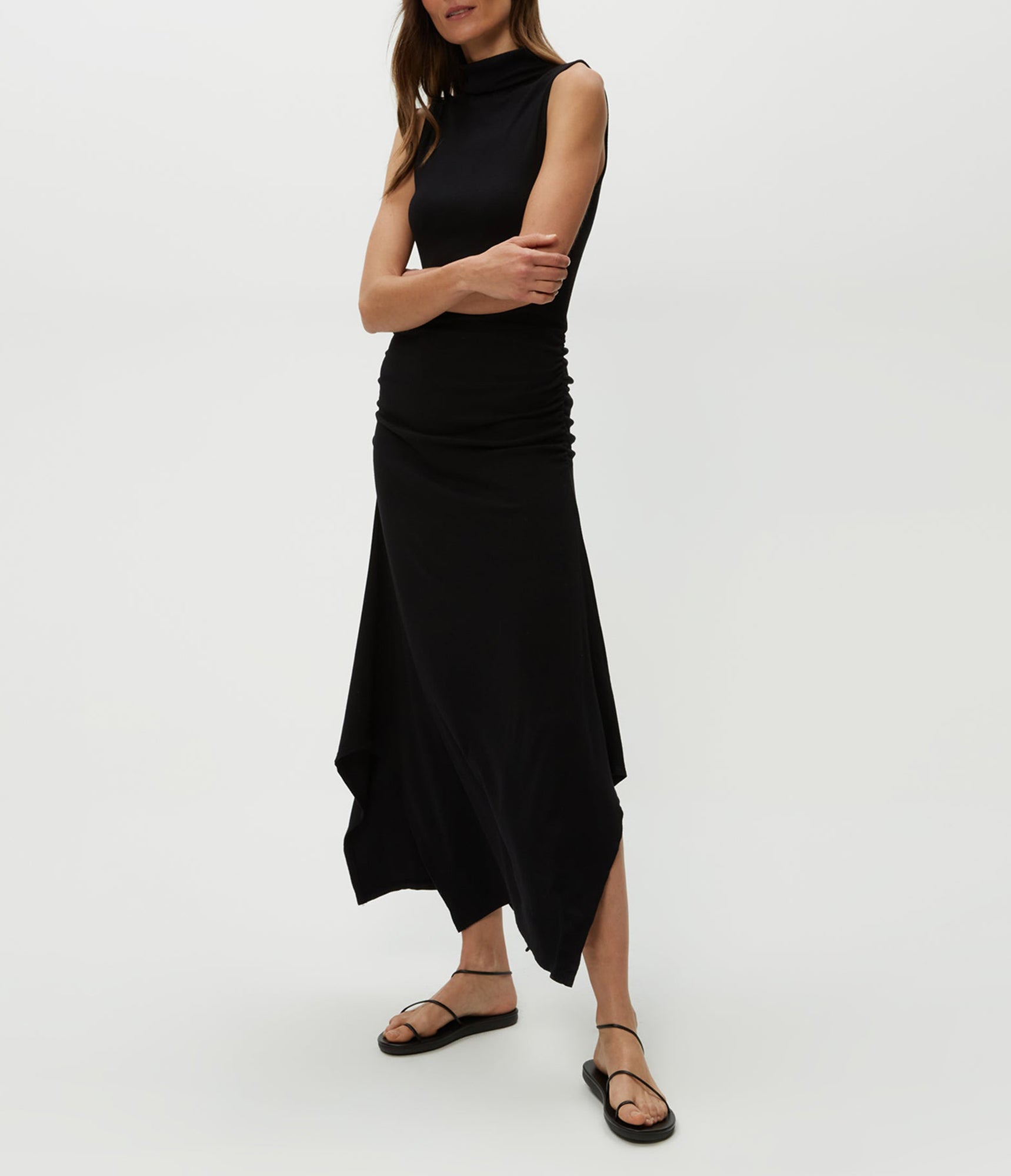 Nicola Handkerchief Midi Dress | Black