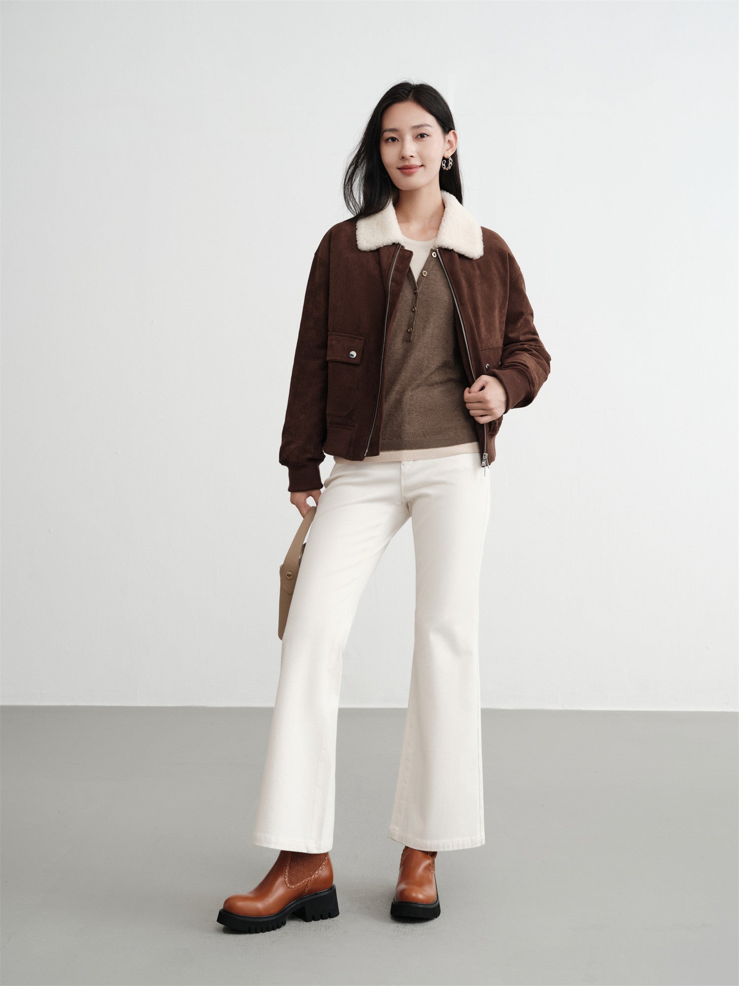 Layered-Look Pullover | Camel