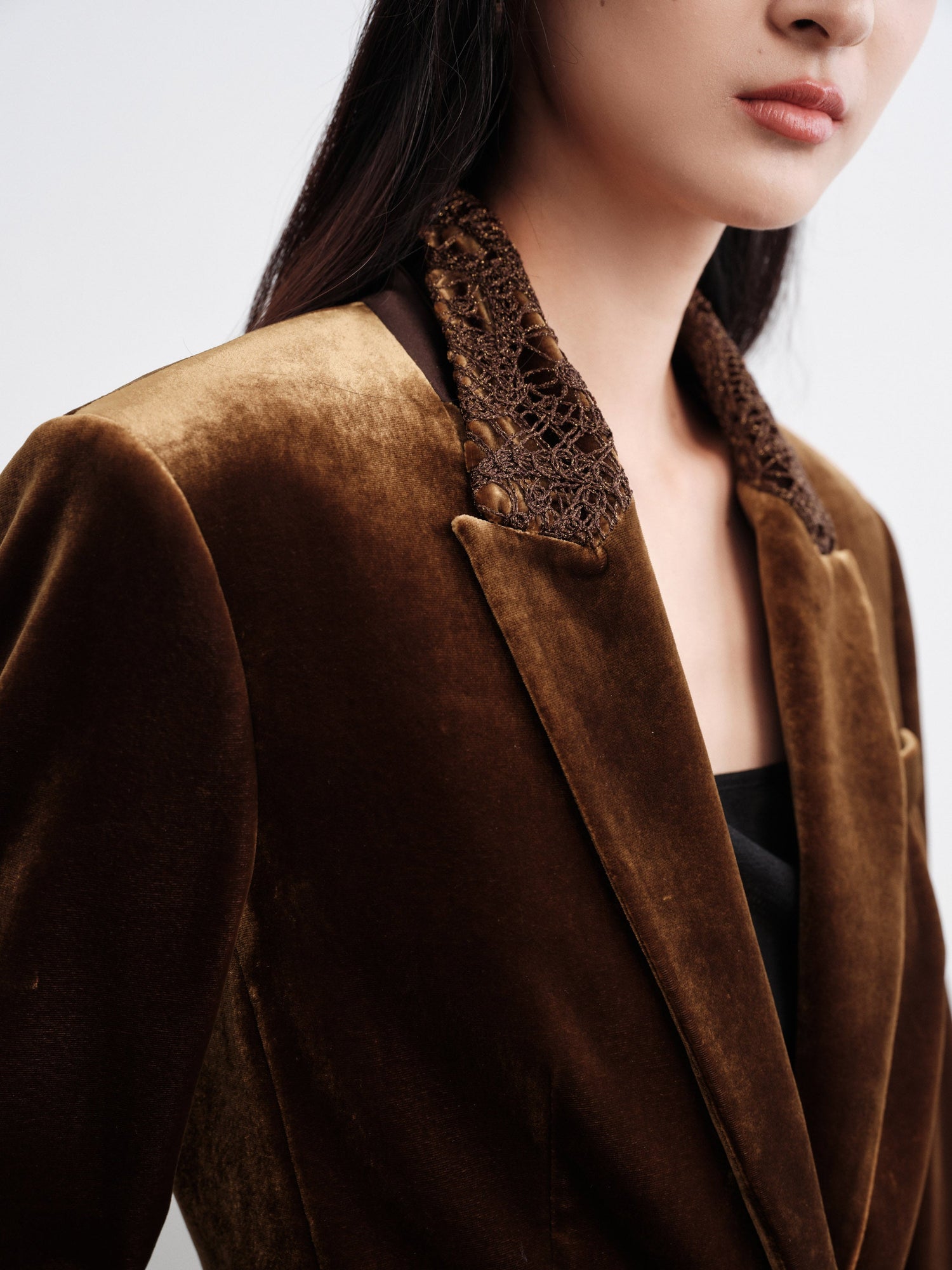 Silk-Blend Sophisticated Blazer Jacket | Brown