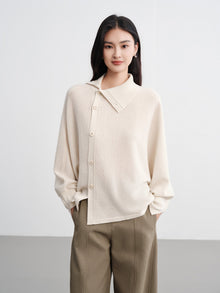 Asymmetric Soft Knit Top Sweater | White