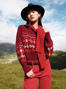 Yak Wool Knit Sweater | Wine Red
