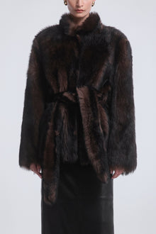 Elsa | Ladylike Shearling Coat | Brown-Marble
