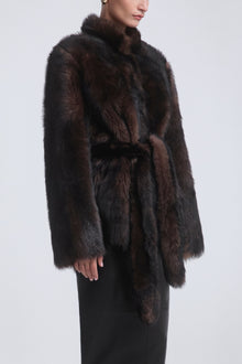 Elsa | Ladylike Shearling Coat | Brown-Marble