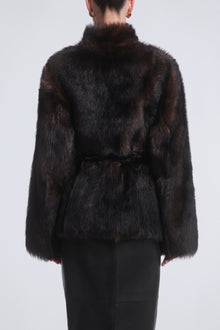 Elsa | Ladylike Shearling Coat | Brown-Marble