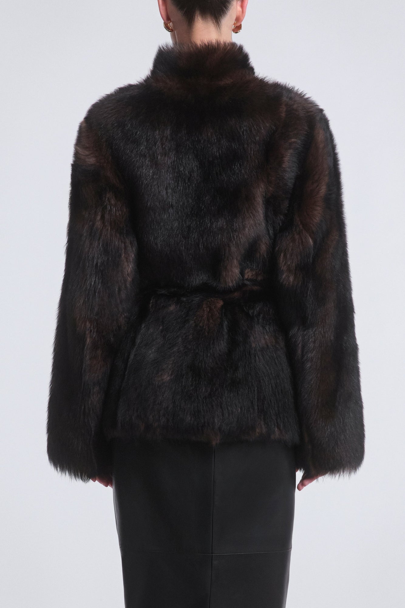 Elsa | Ladylike Shearling Coat | Brown-Marble