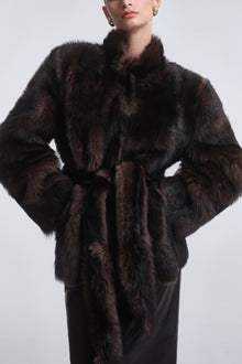 Elsa | Ladylike Shearling Coat | Brown-Marble