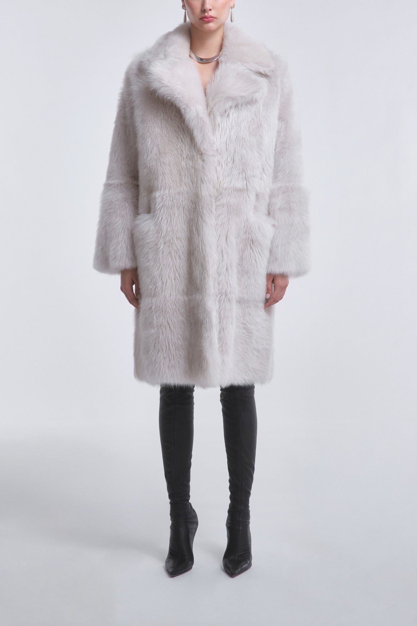 Evita | Plush Shearling Coat | Cloud