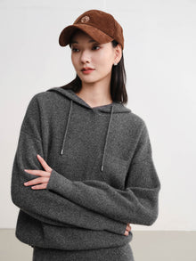 Metallic Thread Cashmere Hoodie | Grey
