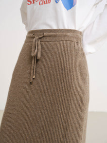 Ribbed Cashmere Skirt | Brown