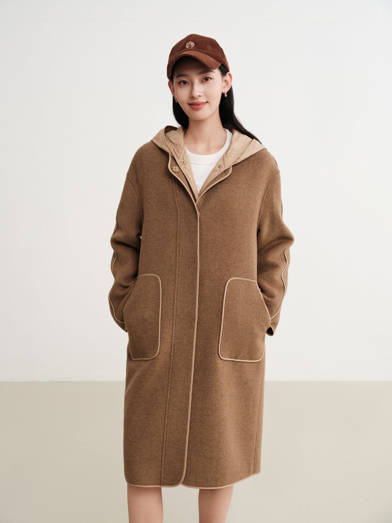 Wool Mid-Length Coat Jacket | Camel