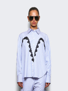 Women | The Attico | Striped Shirt White And Navy | Blue