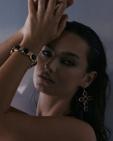 The Midnight Mesa Cross Earrings | Black Agate | Gold