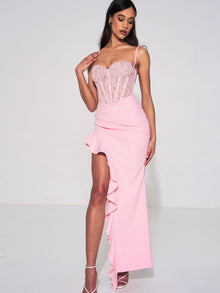 Junia Lace Corset Maxi Dress | Pink