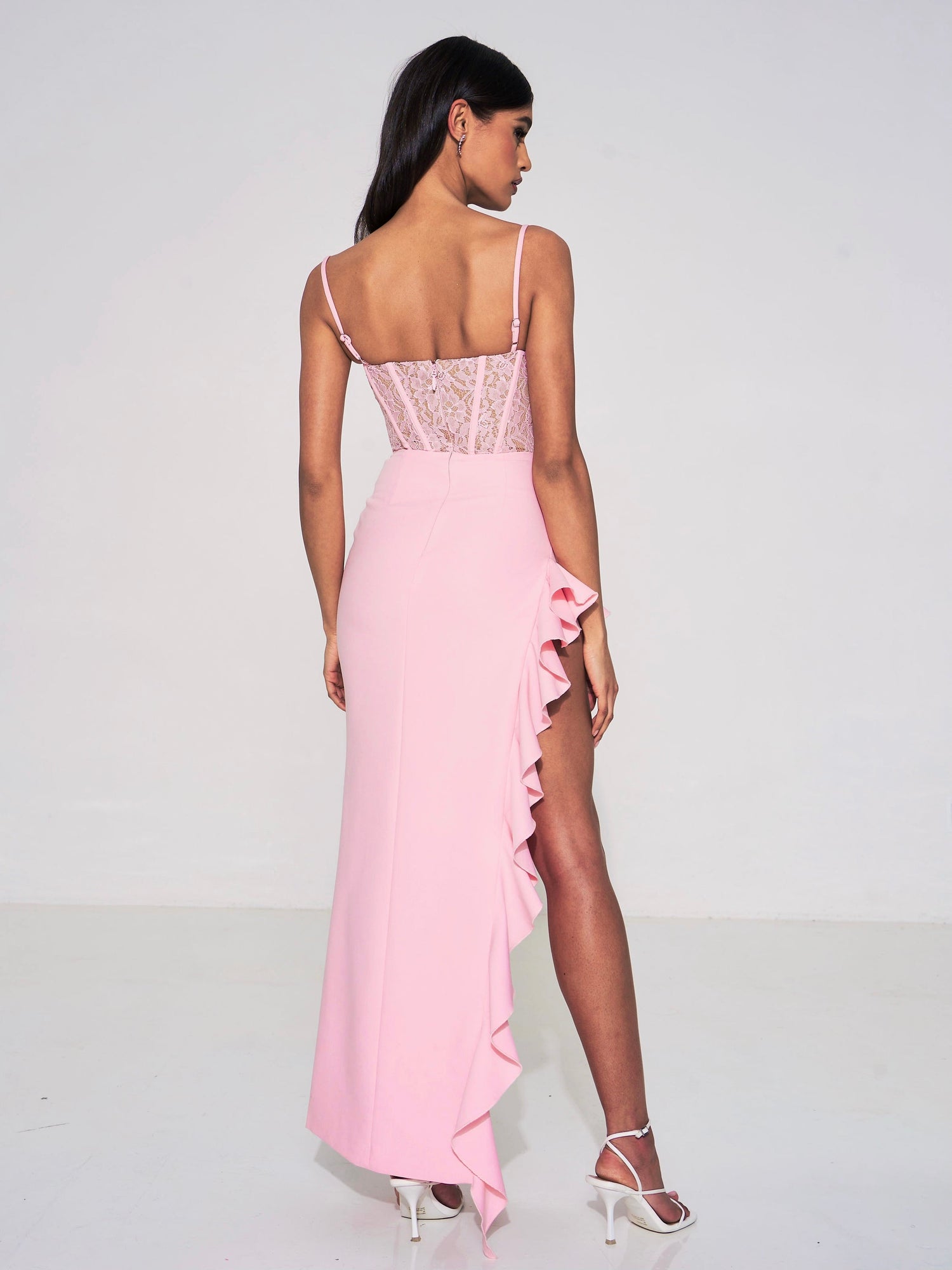 Junia Lace Corset Maxi Dress | Pink