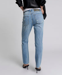 Truckers Mid Waist Straight Leg Denim Jeans | Hendrixe