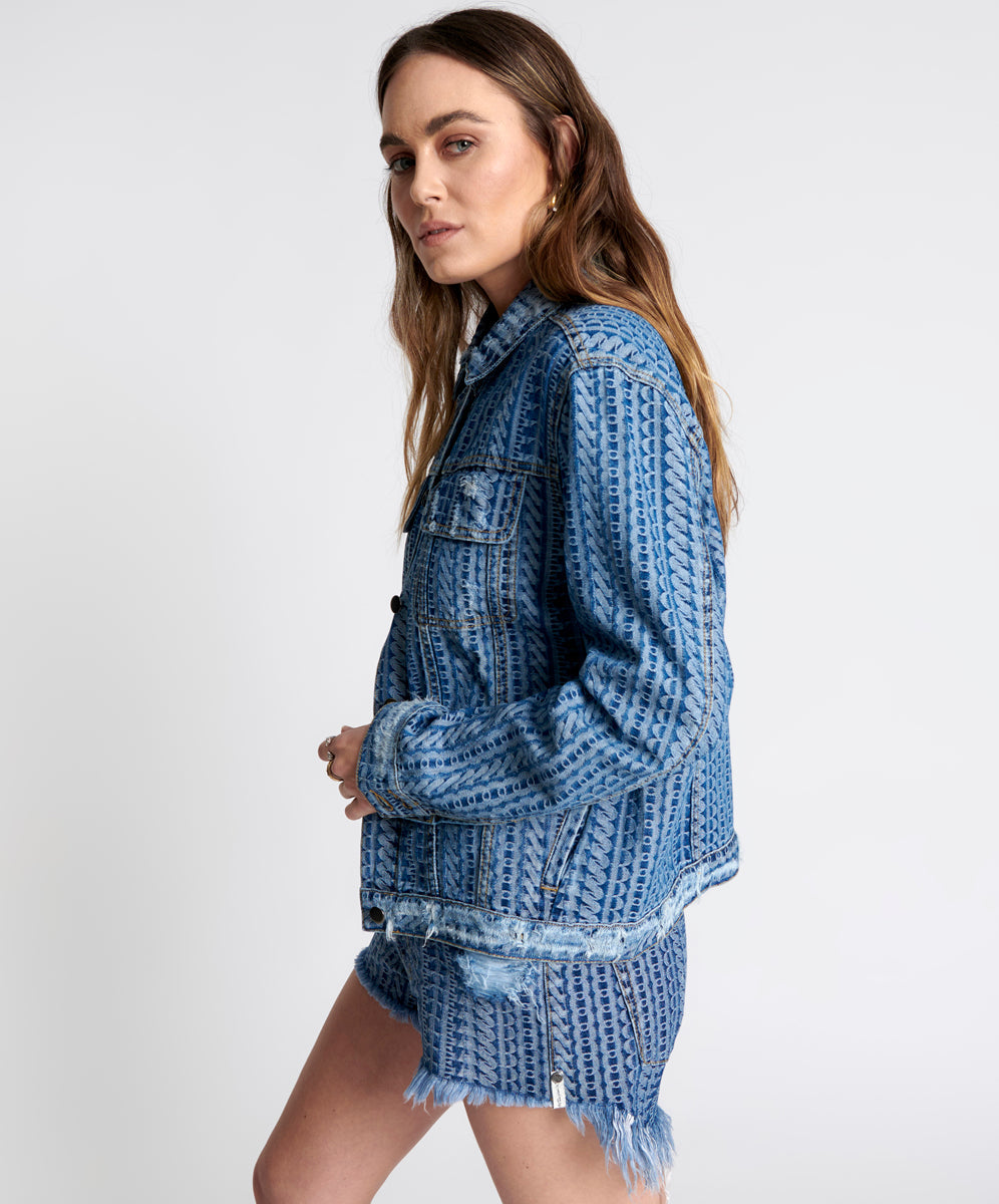 On Repeat Denim Trucker Jacket | Dark Blue