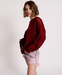 Shattered Crew Knit Sweater | Wine