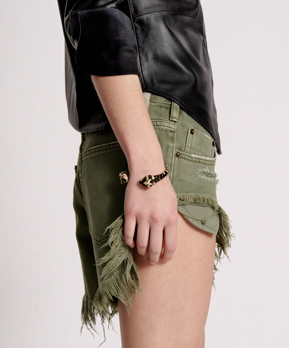 Rollers Low Waist Denim Shorts | Military Khaki