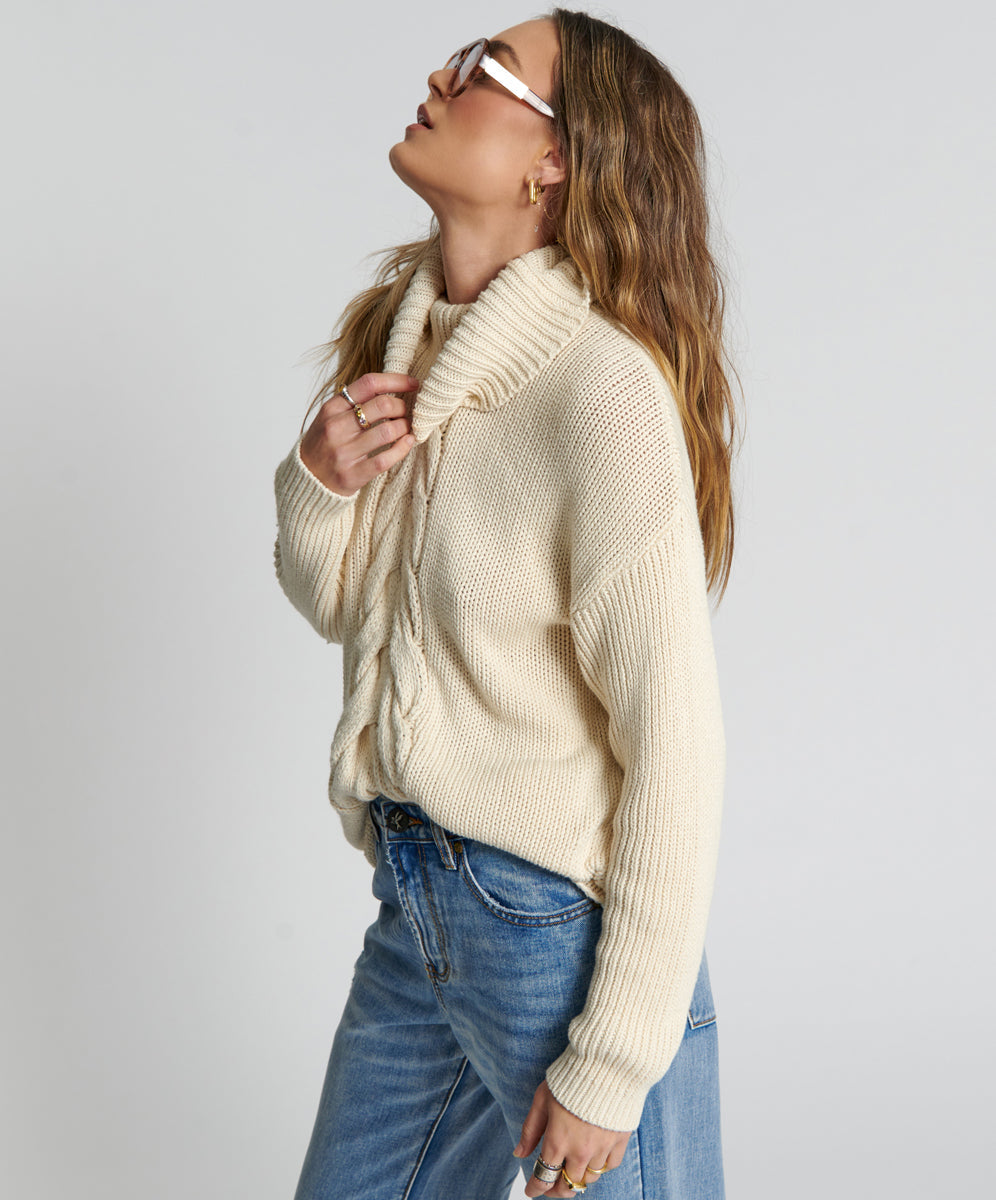 Poison Cable Knit Sweater | Creme