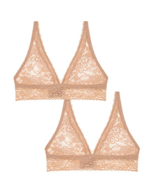 2 Pack | Lace Plunge Bralette  | Taupe x Taupe