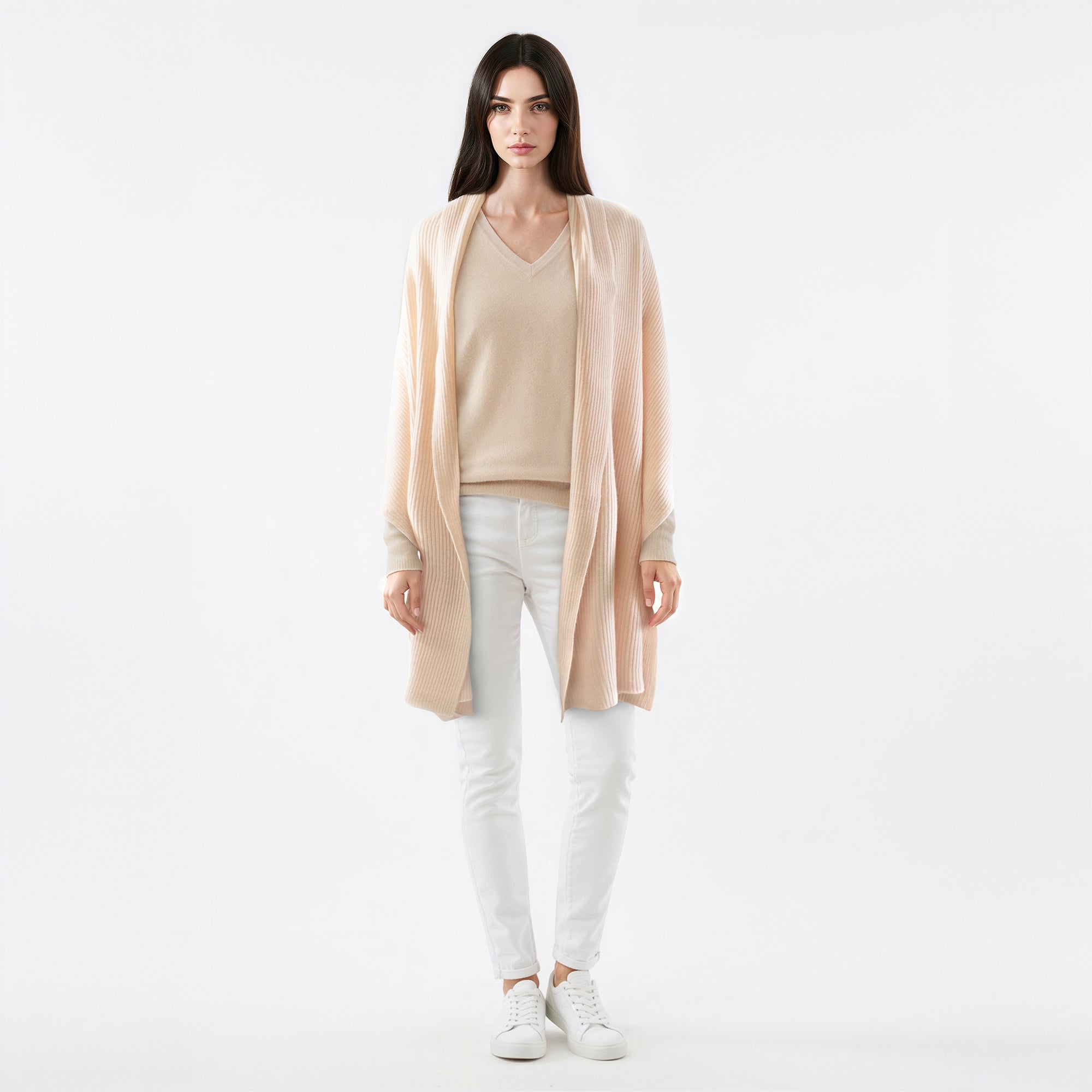 Unisex | Cashmere Ribbed Wrap | Soft Pink