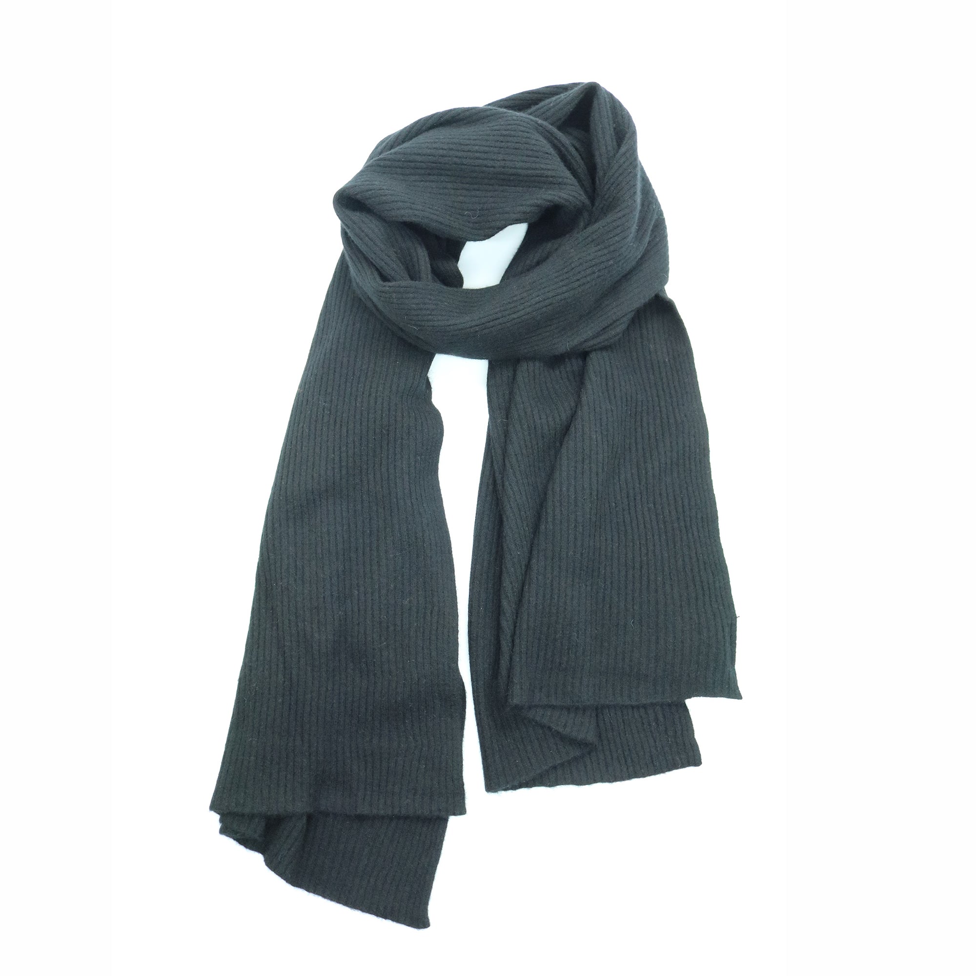 Unisex | Cashmere Ribbed Wrap | Black