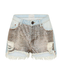 Le Wolves Mid Waist Mid Length Denim Shorts | Light Blue Wash