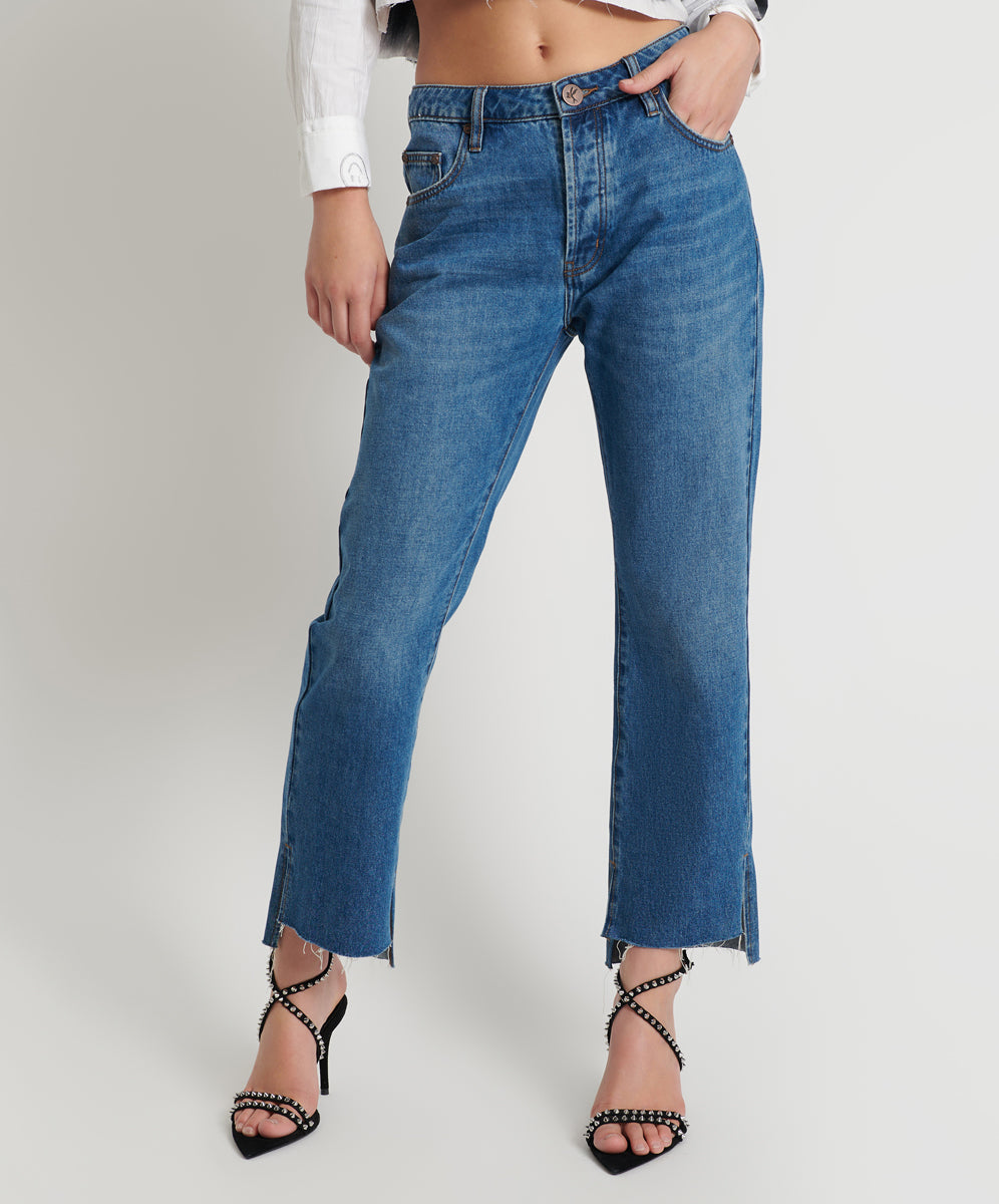 Hooligans Low Waist Relaxed Straight Leg Denim Jeans | Bay Blue